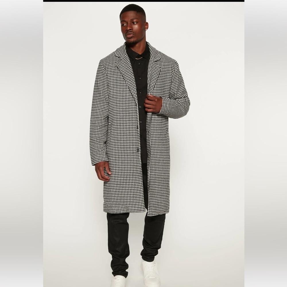 Fashion Nova New NWT XL Plaid Herringbone Black White Coat